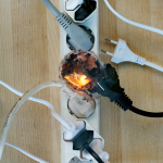 Fire from an overloaded power strip.