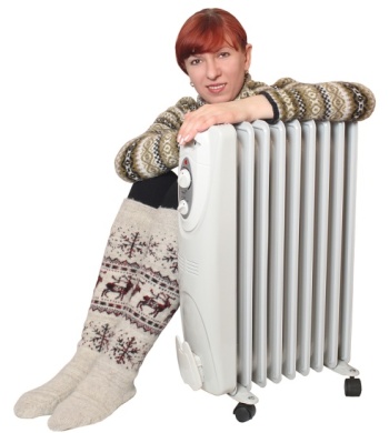 image of A woman with a heater