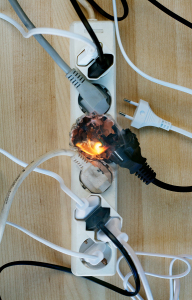 Fire from an overloaded power strip.