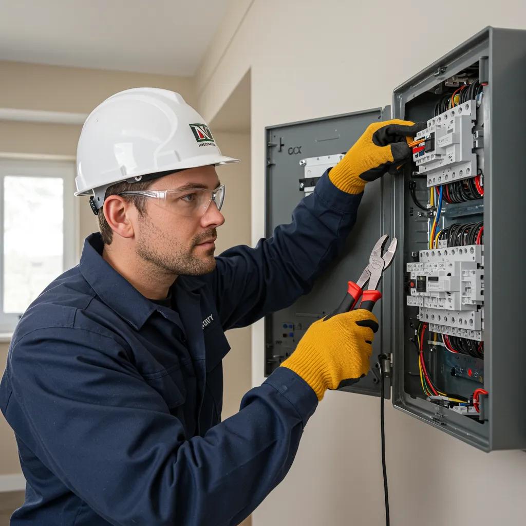 electrician inspecting a residential electrical panel highlighting common electrical issues and safety 05449c7d ff16 49ce ac49 9a578a4f15b7