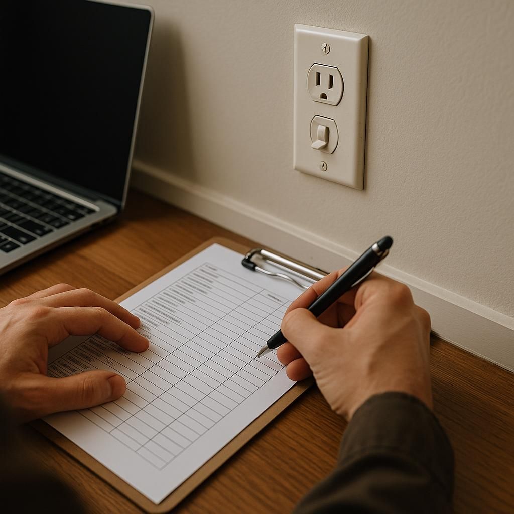 1. Inspect Outlets, Switches & Wiring for Damage illustrating workplace electrical safety checklist
